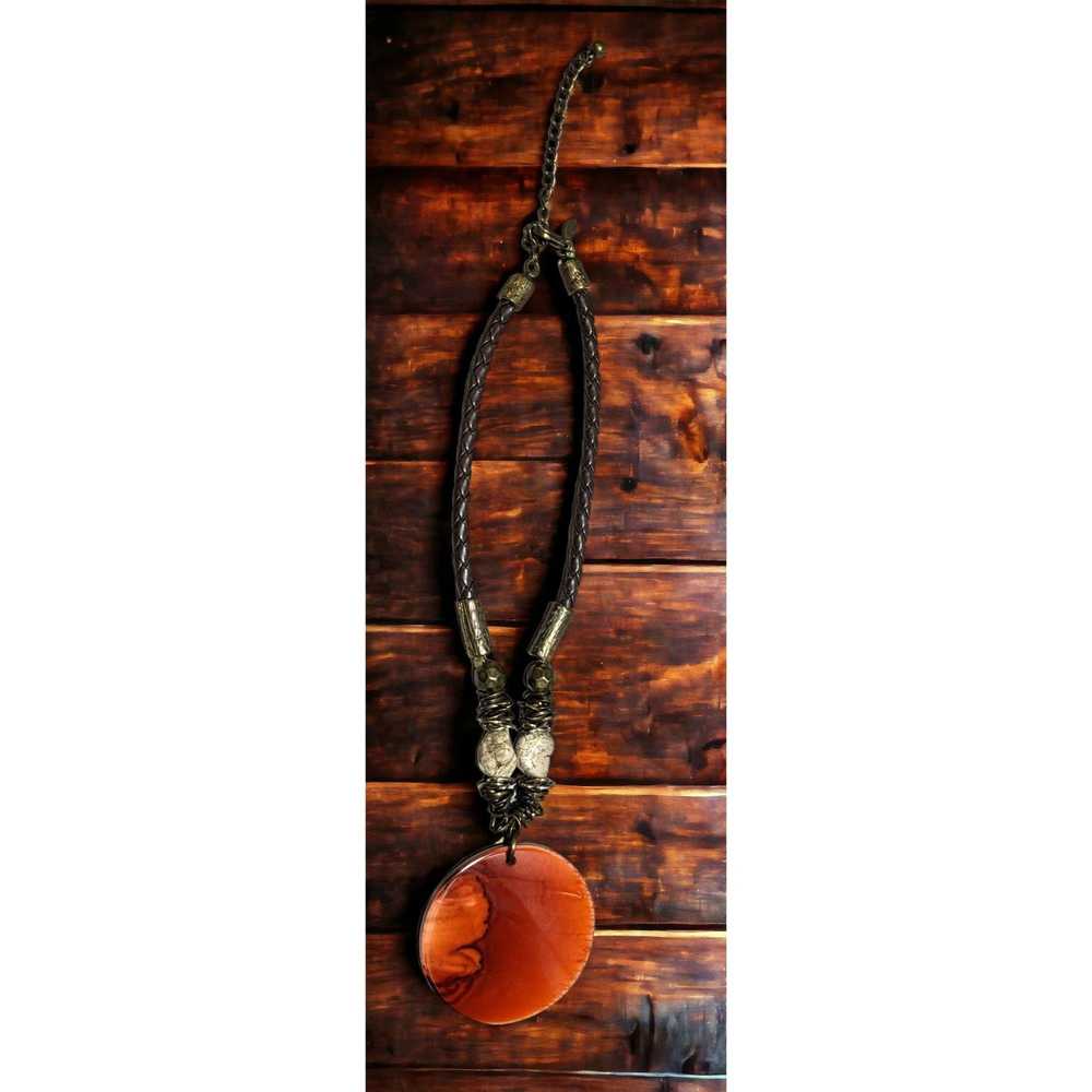 Chicos Chico's Brass Beaded Orange Disc Pendant N… - image 10