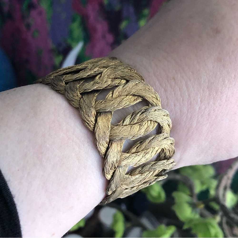 Vintage Vintage hand crafted braided gold strand … - image 1