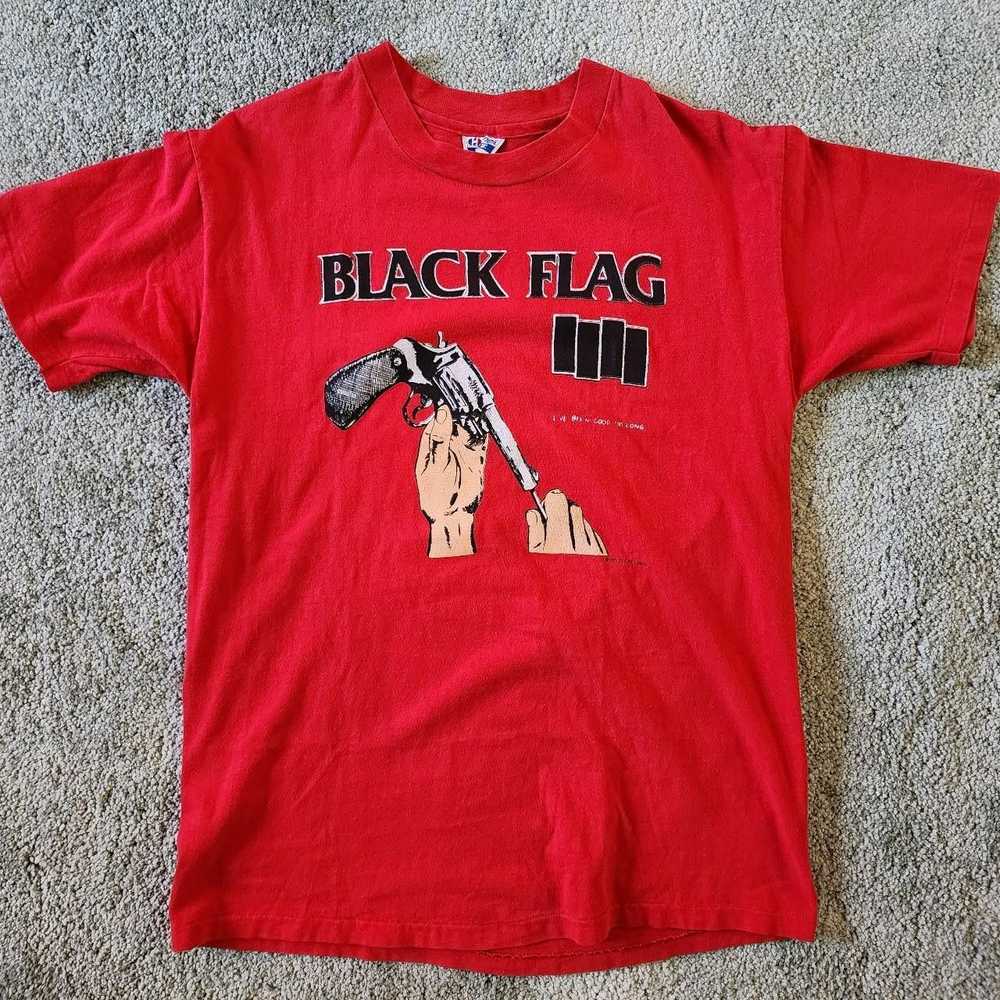 Band Tees × Black Flag × Hanes Vintage 80s Black … - image 1