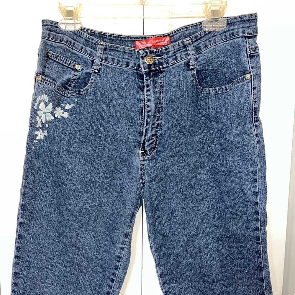 Cos COS Jeans Women's Capri Denim Floral Decals S… - image 2
