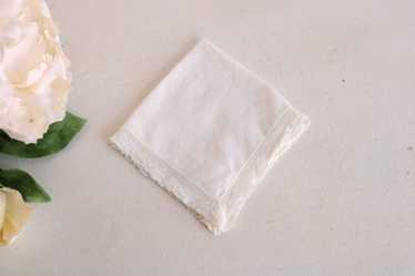 Vintage Vintage 1930s 1940s Handkerchief, White L… - image 1