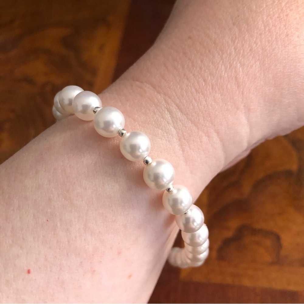 Vintage Vintage repaired hollow glass white pearl… - image 7