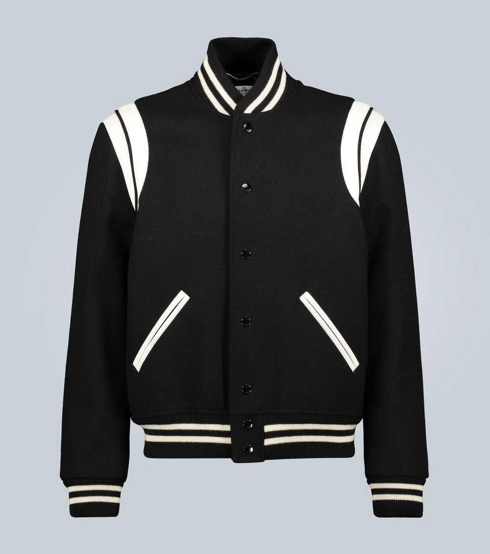 Saint Laurent Paris TEDDY VARSITY JACKET BLACK - image 1