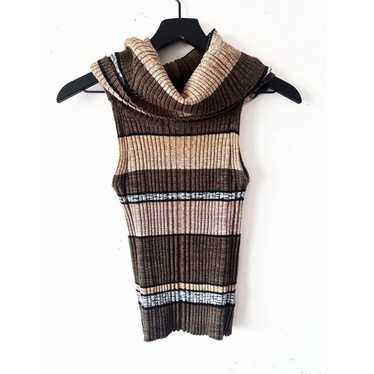 Free People Free People Brown Striped Cowl Neck T… - image 1