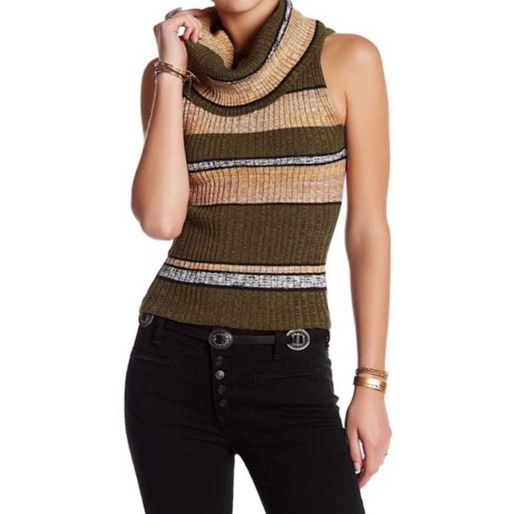 Free People Free People Brown Striped Cowl Neck T… - image 3