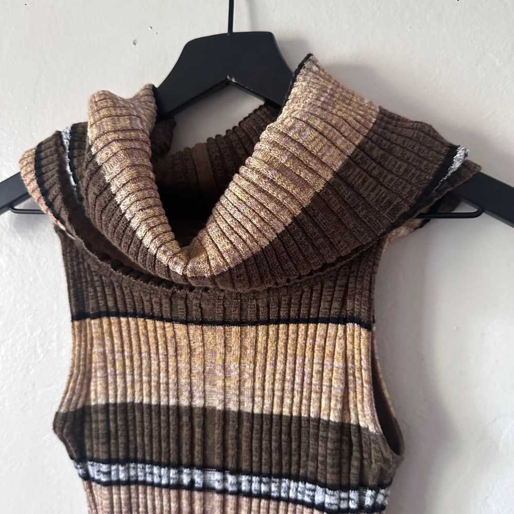 Free People Free People Brown Striped Cowl Neck T… - image 4