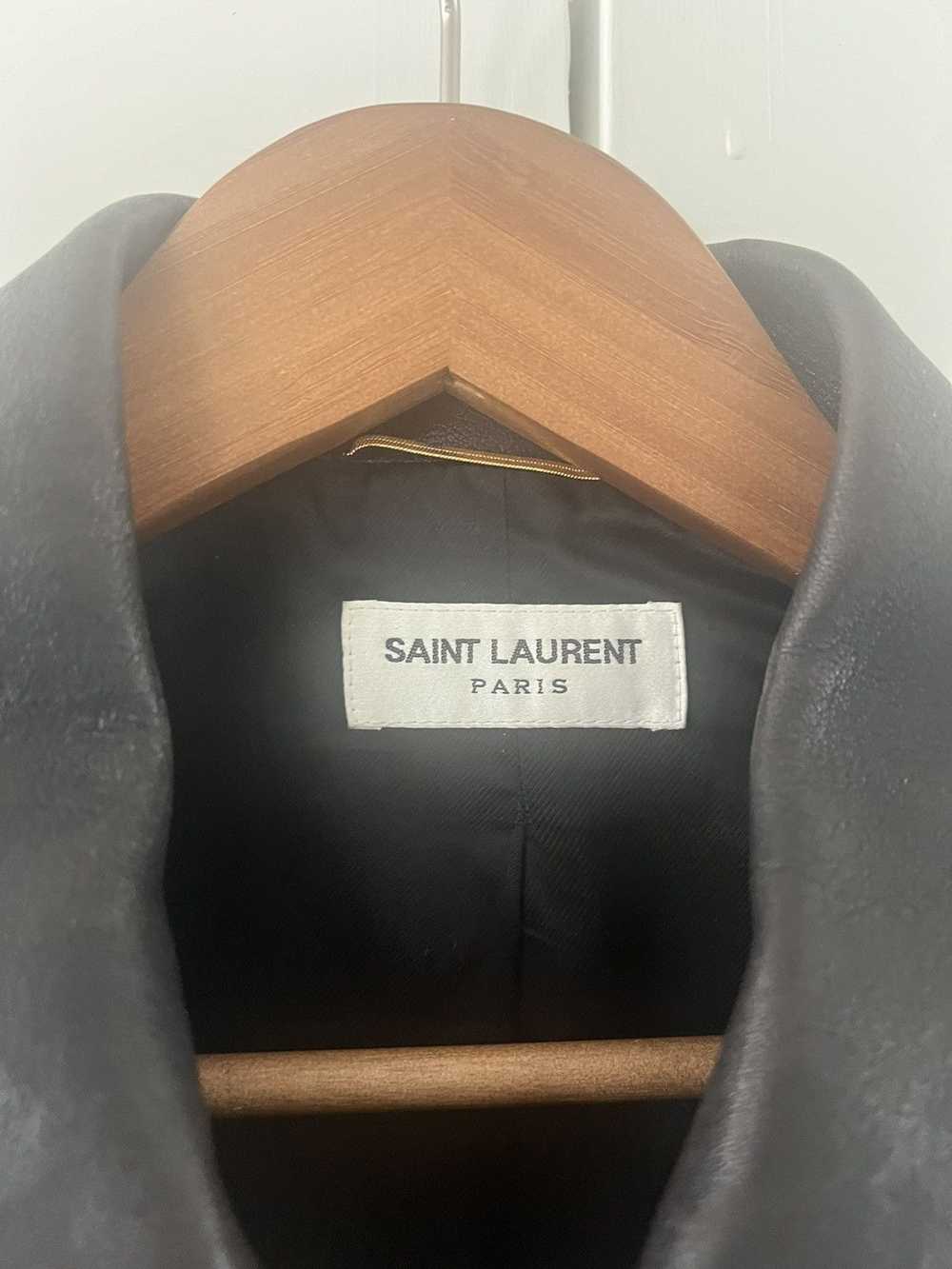 Saint Laurent Paris SAINT LAURENT LEATHER BOMBER … - image 2