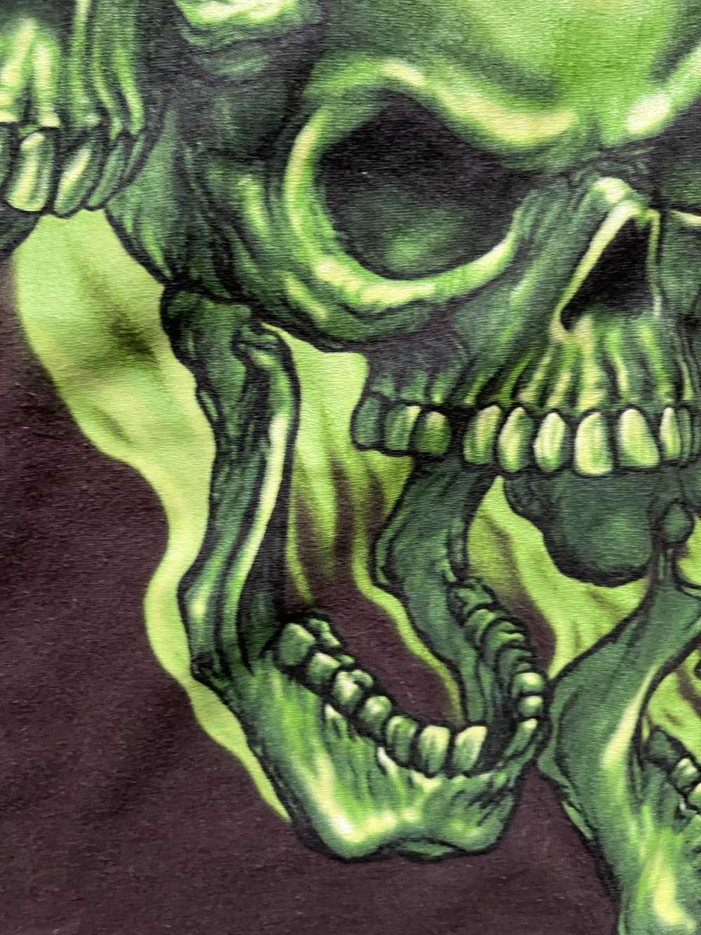 Streetwear × Vintage Green Skulls T Shirt - image 8