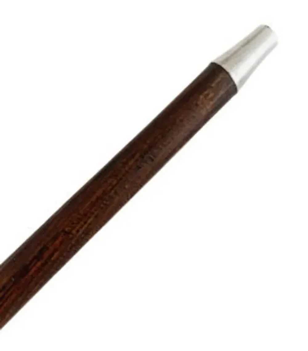 STERLING WALKING CANE round wood stick & handle i… - image 5