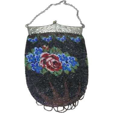 Antique Beaded Purse with Unique Frame and Lovely… - image 1