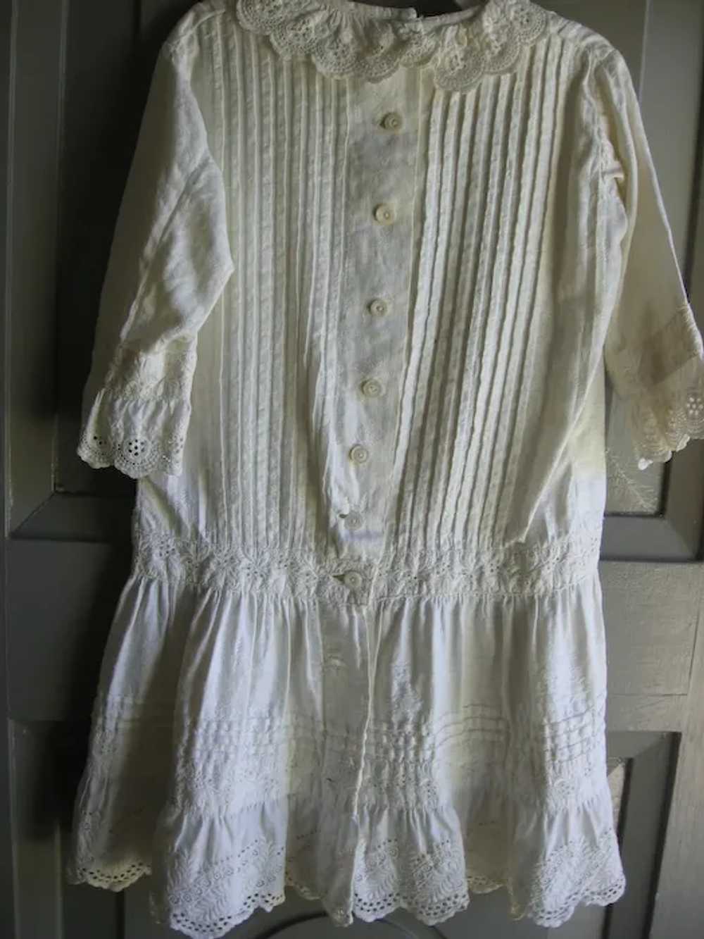 Elaborate White on White Antique Baby Dress - image 2