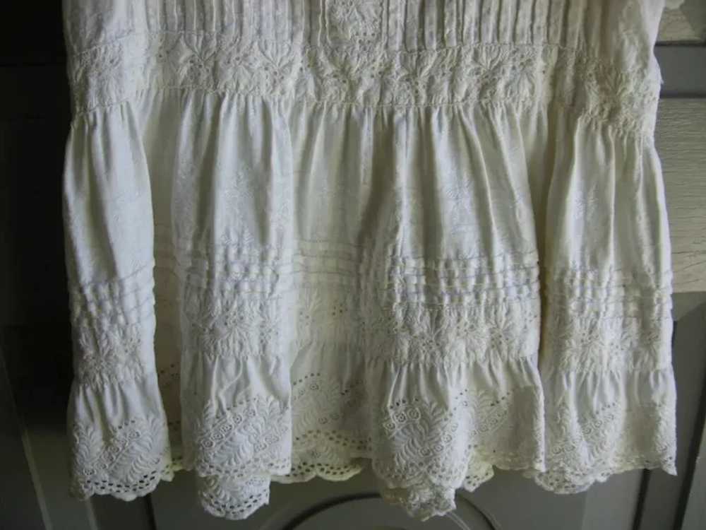 Elaborate White on White Antique Baby Dress - image 4