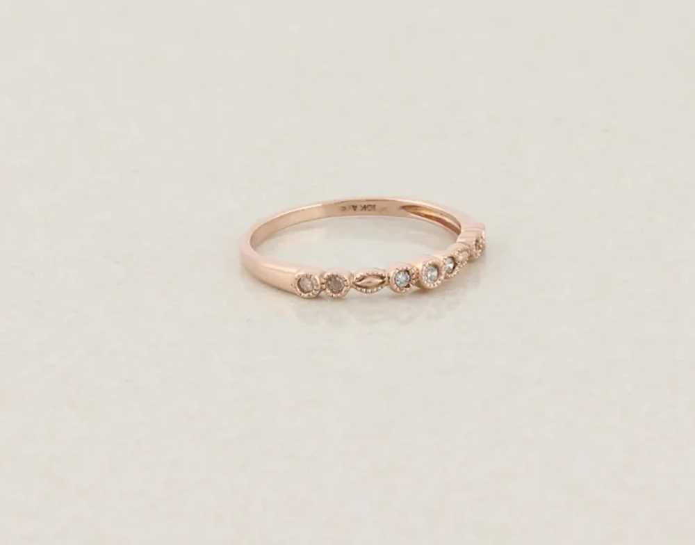 10k Rose Gold Decorative Diamond Band Ring Stacka… - image 4