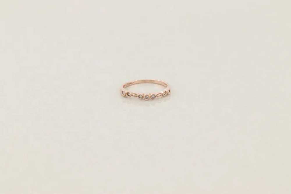 10k Rose Gold Decorative Diamond Band Ring Stacka… - image 5