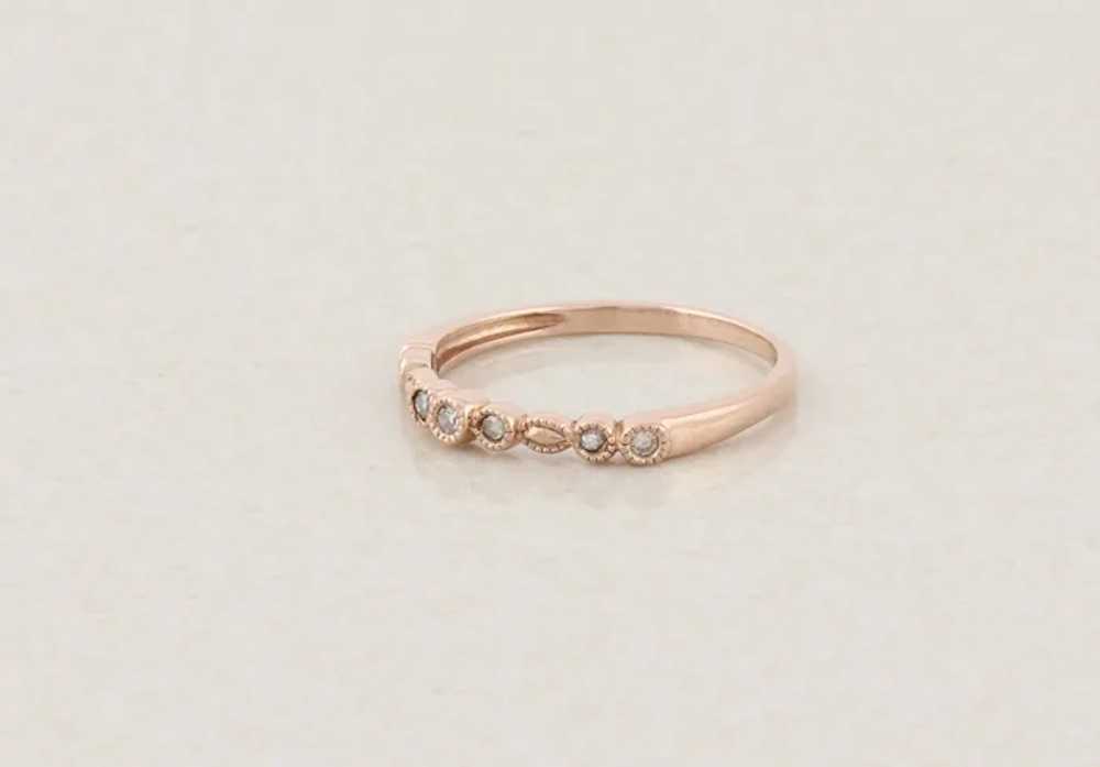 10k Rose Gold Decorative Diamond Band Ring Stacka… - image 6