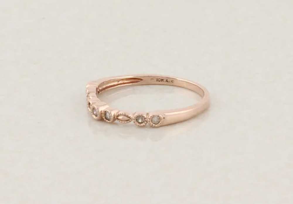 10k Rose Gold Decorative Diamond Band Ring Stacka… - image 8