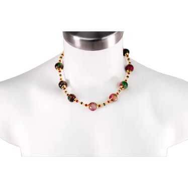 Colorful gem stone bead necklace, multi gemstone … - image 1