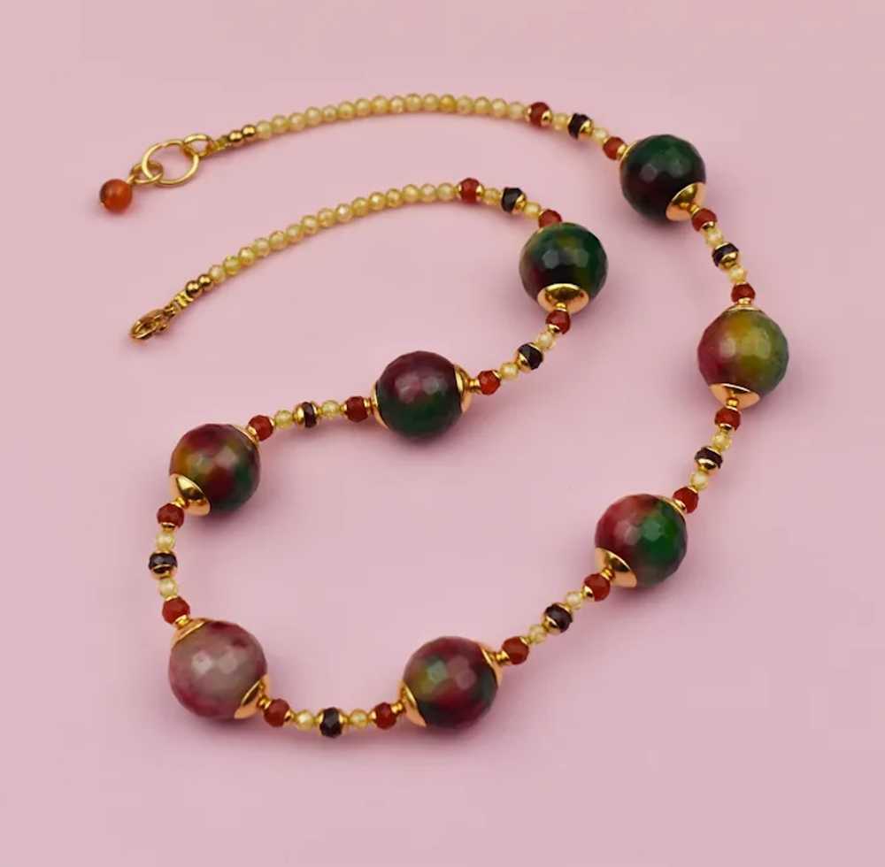 Colorful gem stone bead necklace, multi gemstone … - image 2