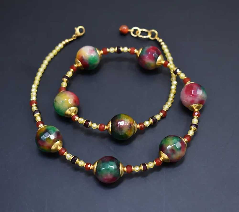 Colorful gem stone bead necklace, multi gemstone … - image 3