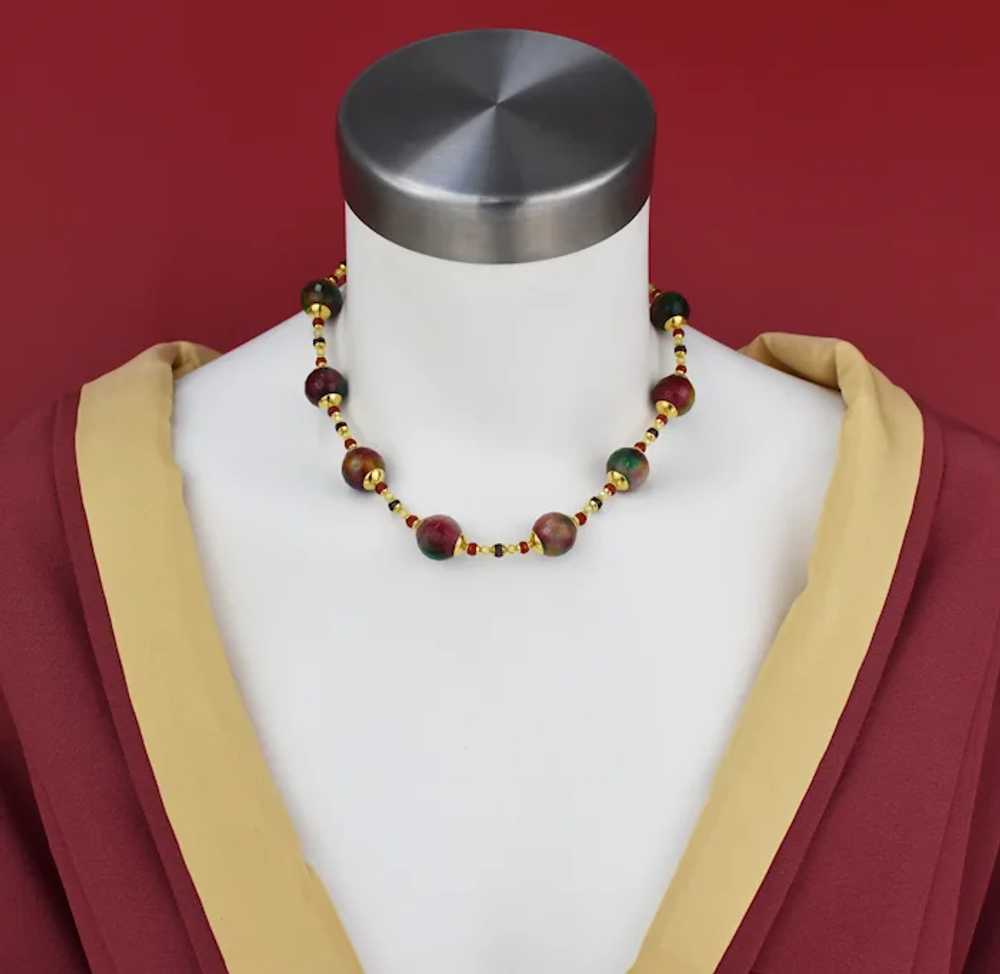 Colorful gem stone bead necklace, multi gemstone … - image 4