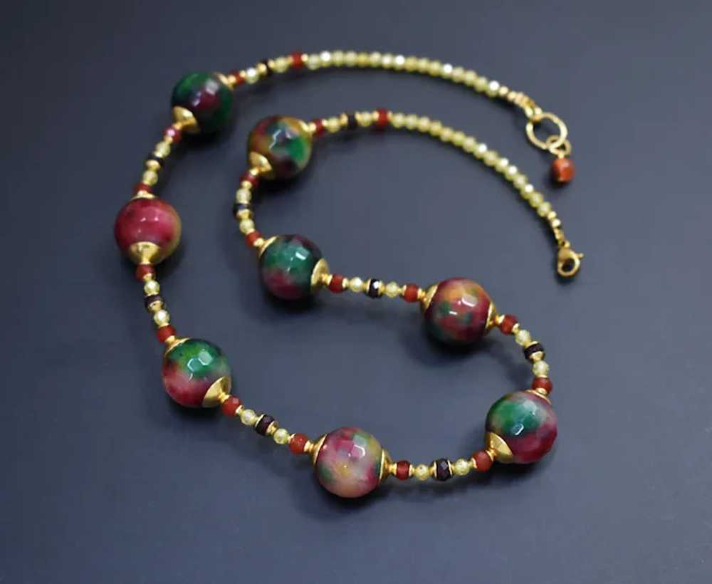 Colorful gem stone bead necklace, multi gemstone … - image 5