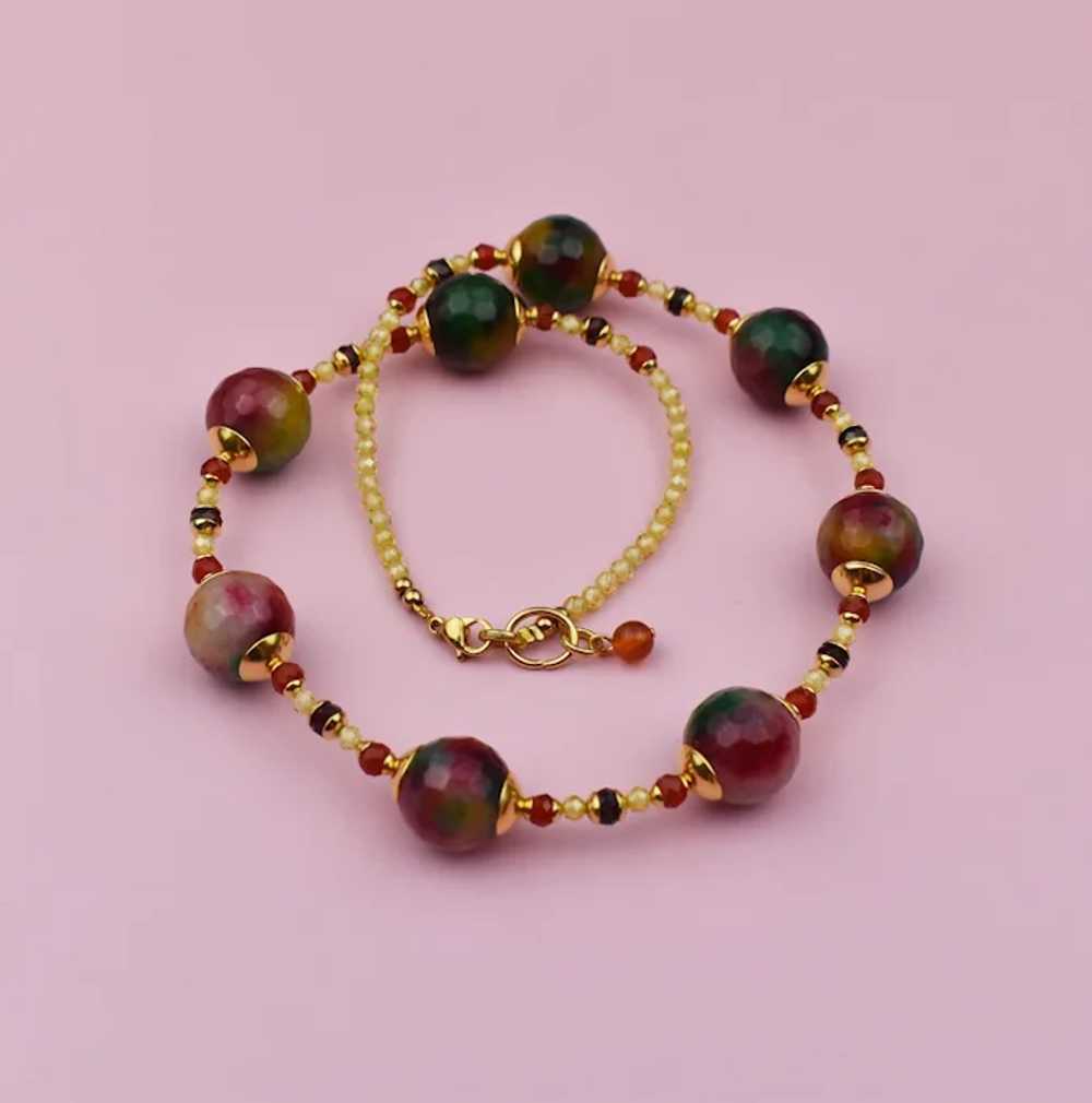Colorful gem stone bead necklace, multi gemstone … - image 6