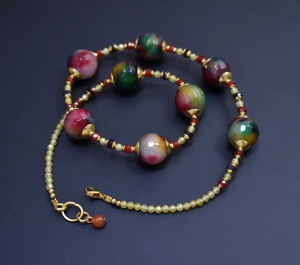 Colorful gem stone bead necklace, multi gemstone … - image 8