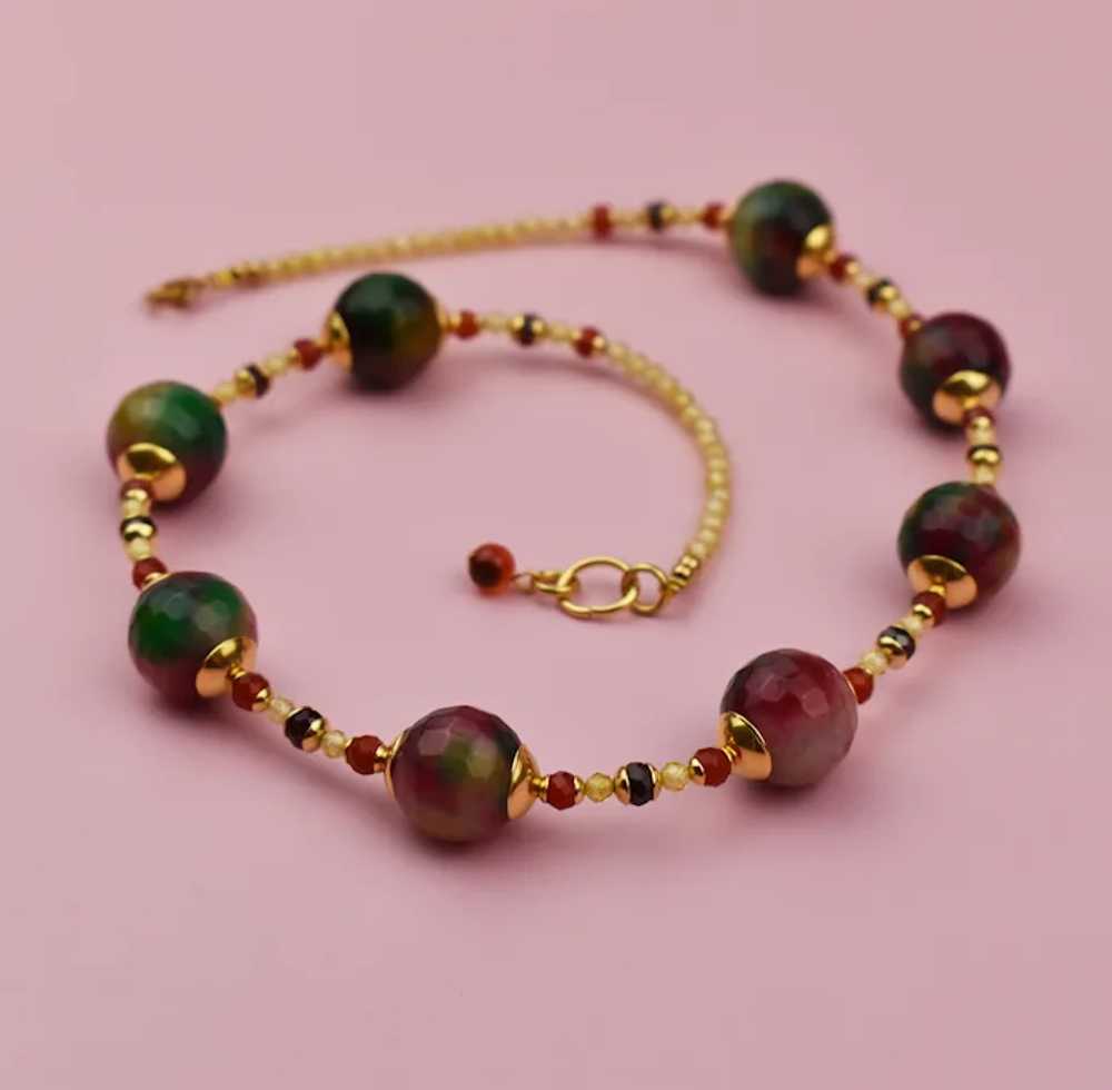 Colorful gem stone bead necklace, multi gemstone … - image 9