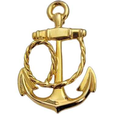 Carolee Gold Tone Anchor Brooch Pin, Signed E470