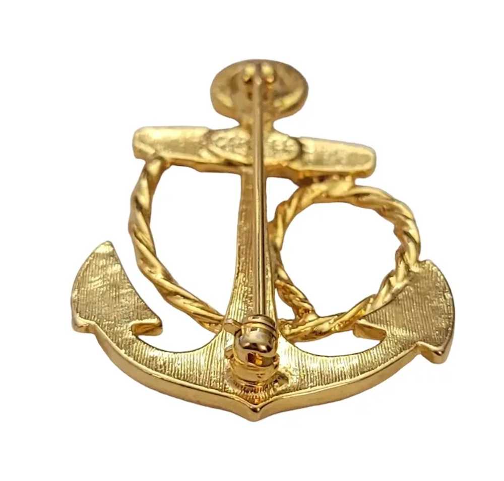 Carolee Gold Tone Anchor Brooch Pin, Signed E470 - image 5