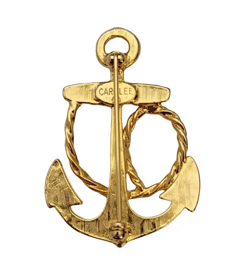 Carolee Gold Tone Anchor Brooch Pin, Signed E470 - image 6