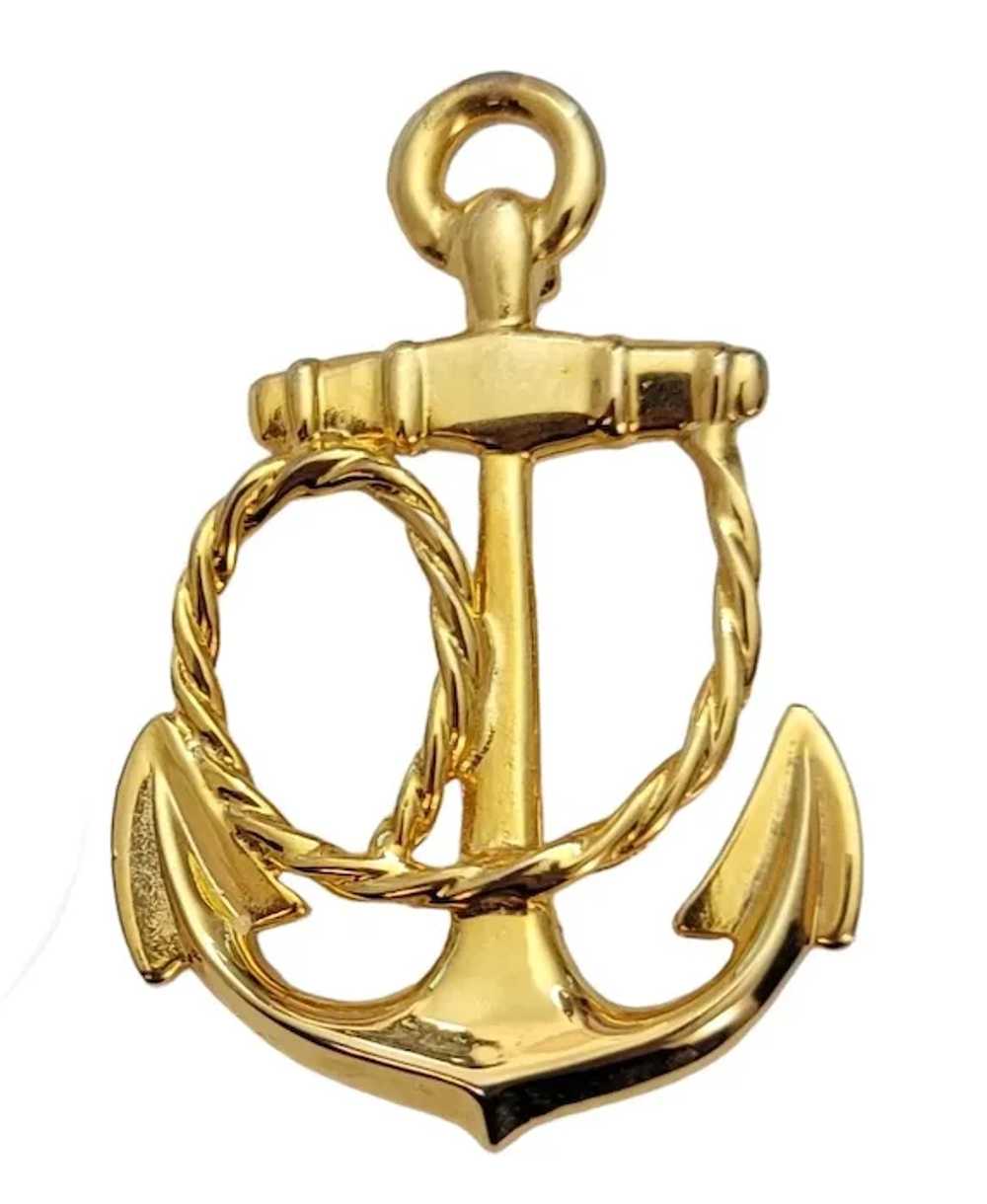 Carolee Gold Tone Anchor Brooch Pin, Signed E470 - image 9