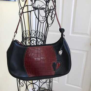 Brighton Croc Hearts Vintage Black and Red Bag Ex… - image 1