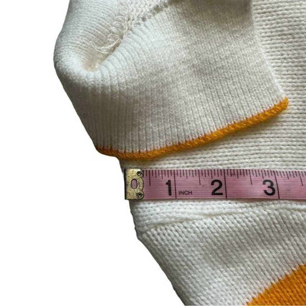 Vintage White Yellow Stripe Knit Short Sleeve Col… - image 3