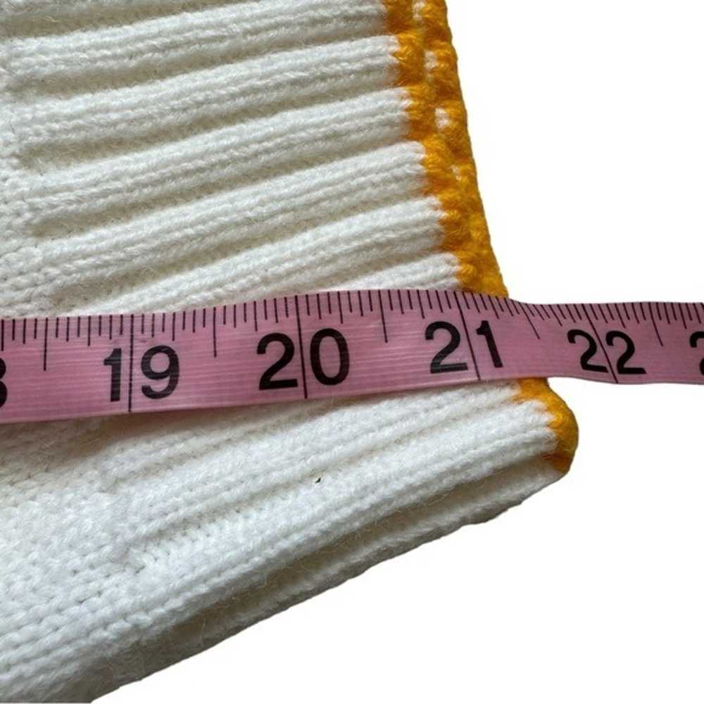 Vintage White Yellow Stripe Knit Short Sleeve Col… - image 5