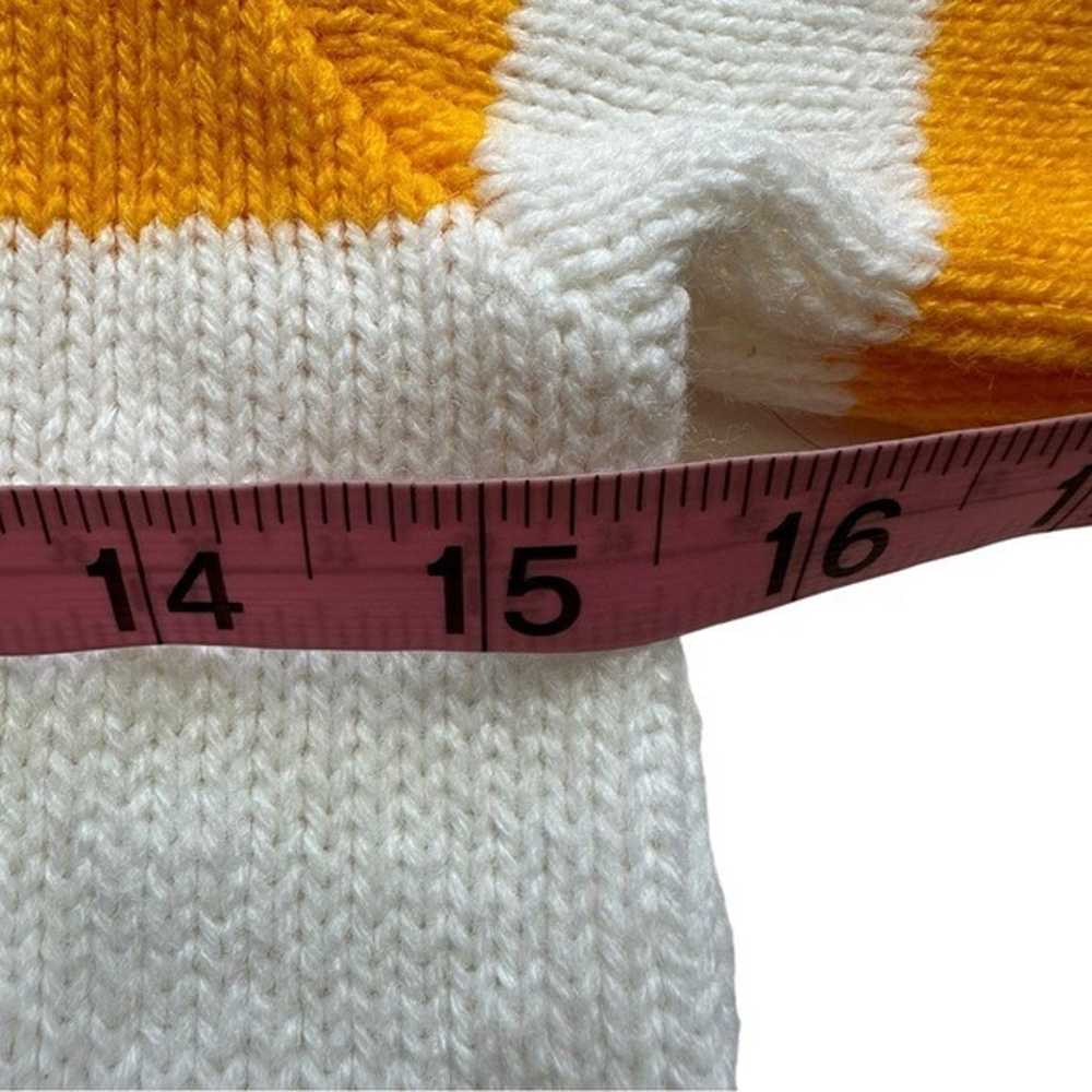 Vintage White Yellow Stripe Knit Short Sleeve Col… - image 7