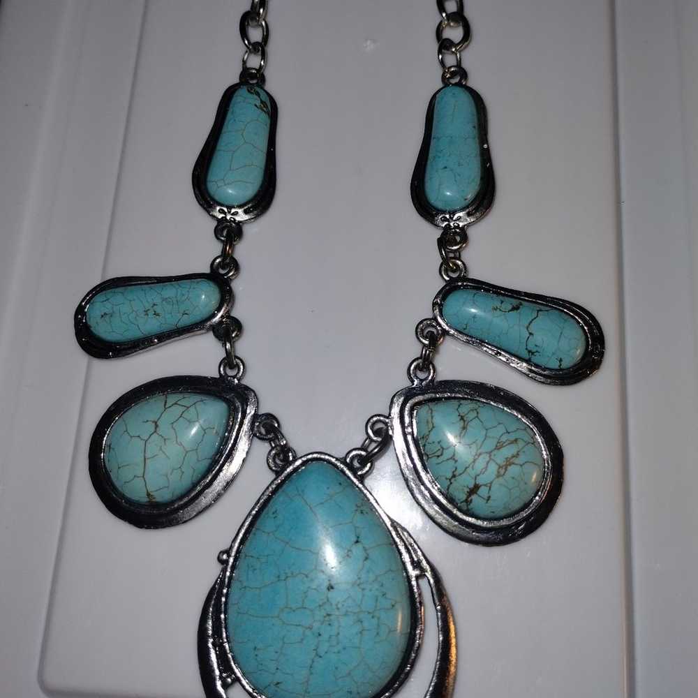 Necklace vintage 20-in turquoise necklace. Authen… - image 2