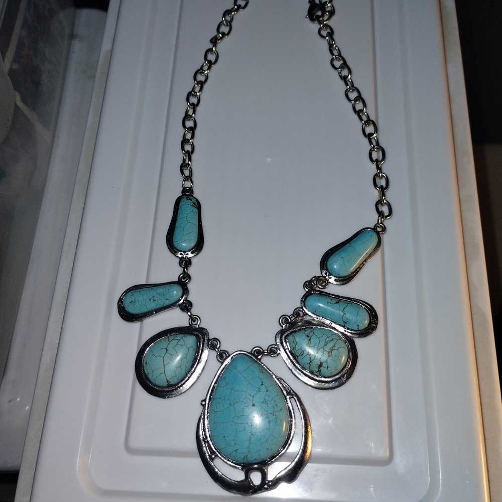 Necklace vintage 20-in turquoise necklace. Authen… - image 4