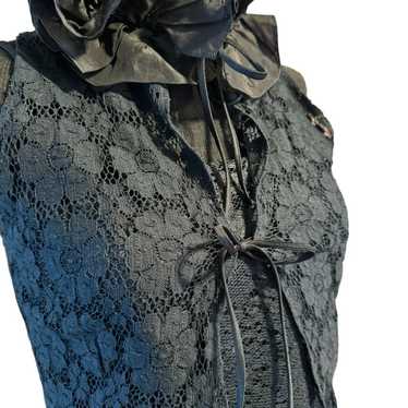 Vintage sequin Sz lg black dress and lace bolero - image 1