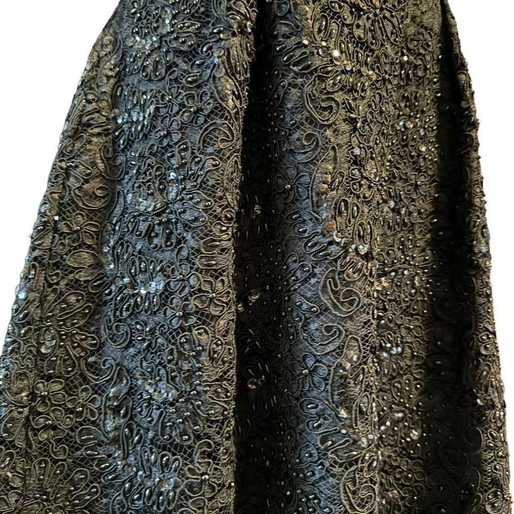 Vintage sequin Sz lg black dress and lace bolero - image 3
