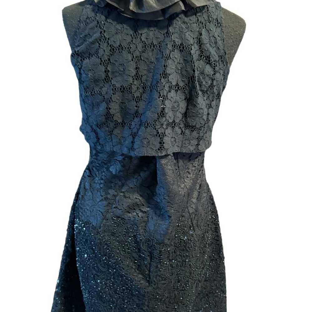 Vintage sequin Sz lg black dress and lace bolero - image 5