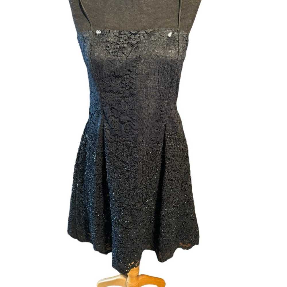Vintage sequin Sz lg black dress and lace bolero - image 7