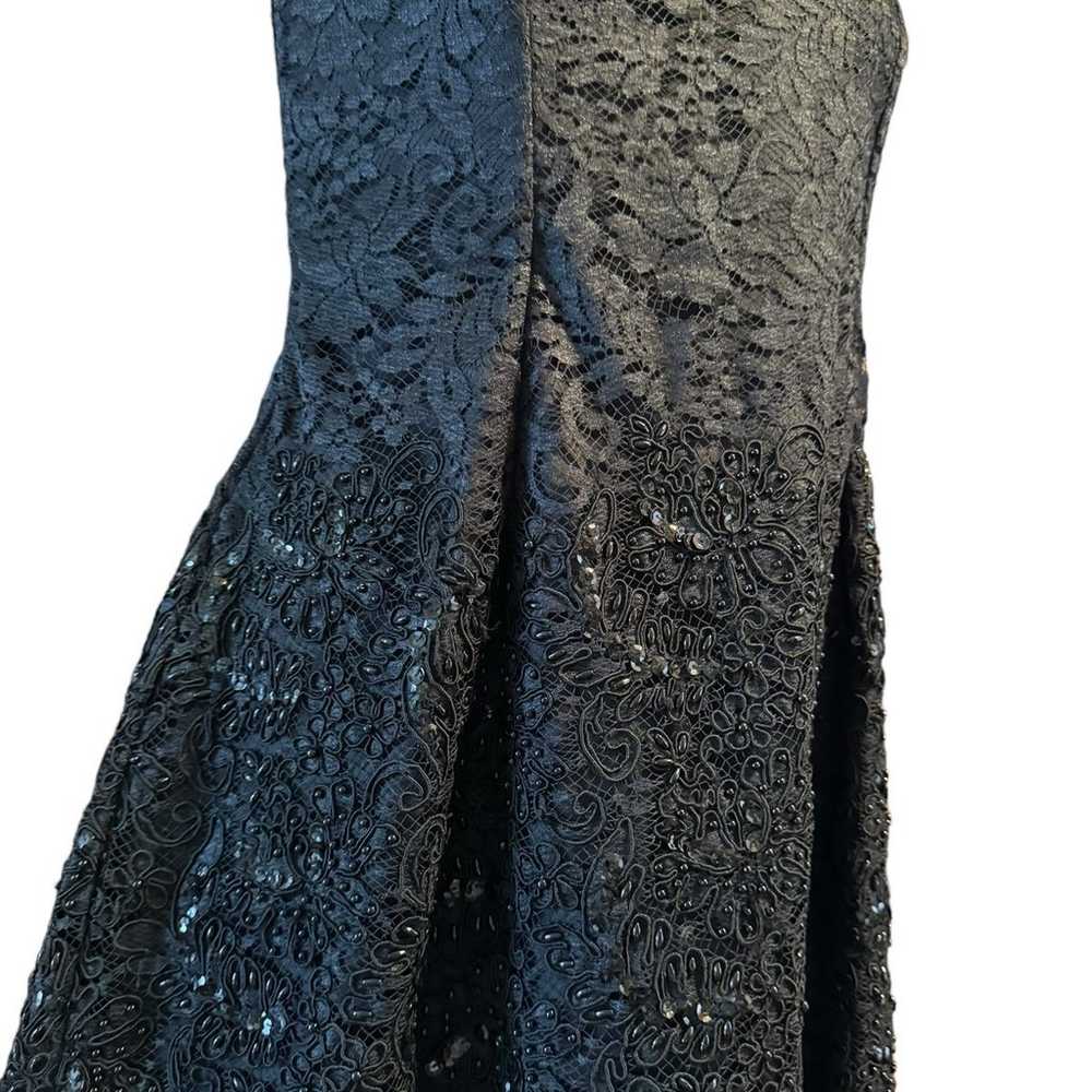 Vintage sequin Sz lg black dress and lace bolero - image 8