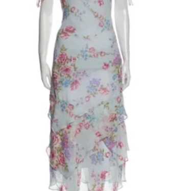 Mary McFadden floral print long dress size 12