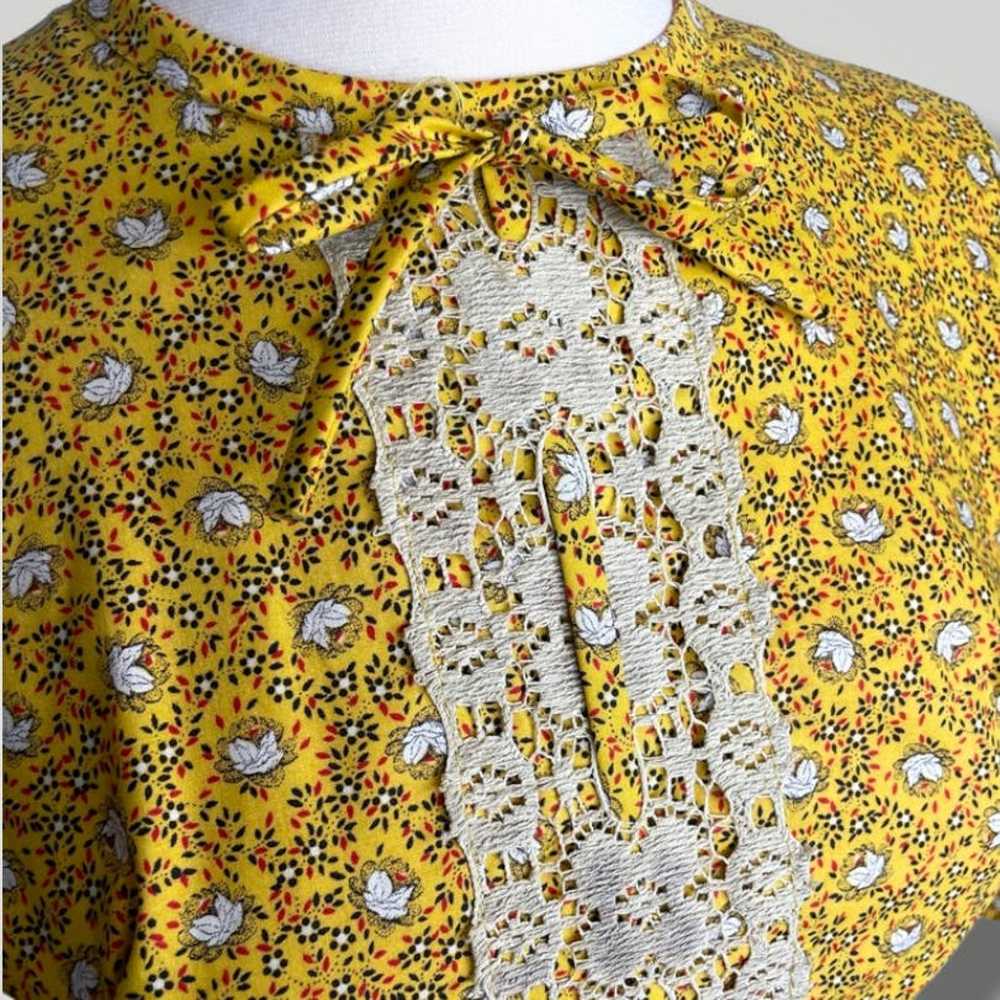 Vintage Dress 1960s Frill Sleeve Kaftan Gold Yell… - image 4