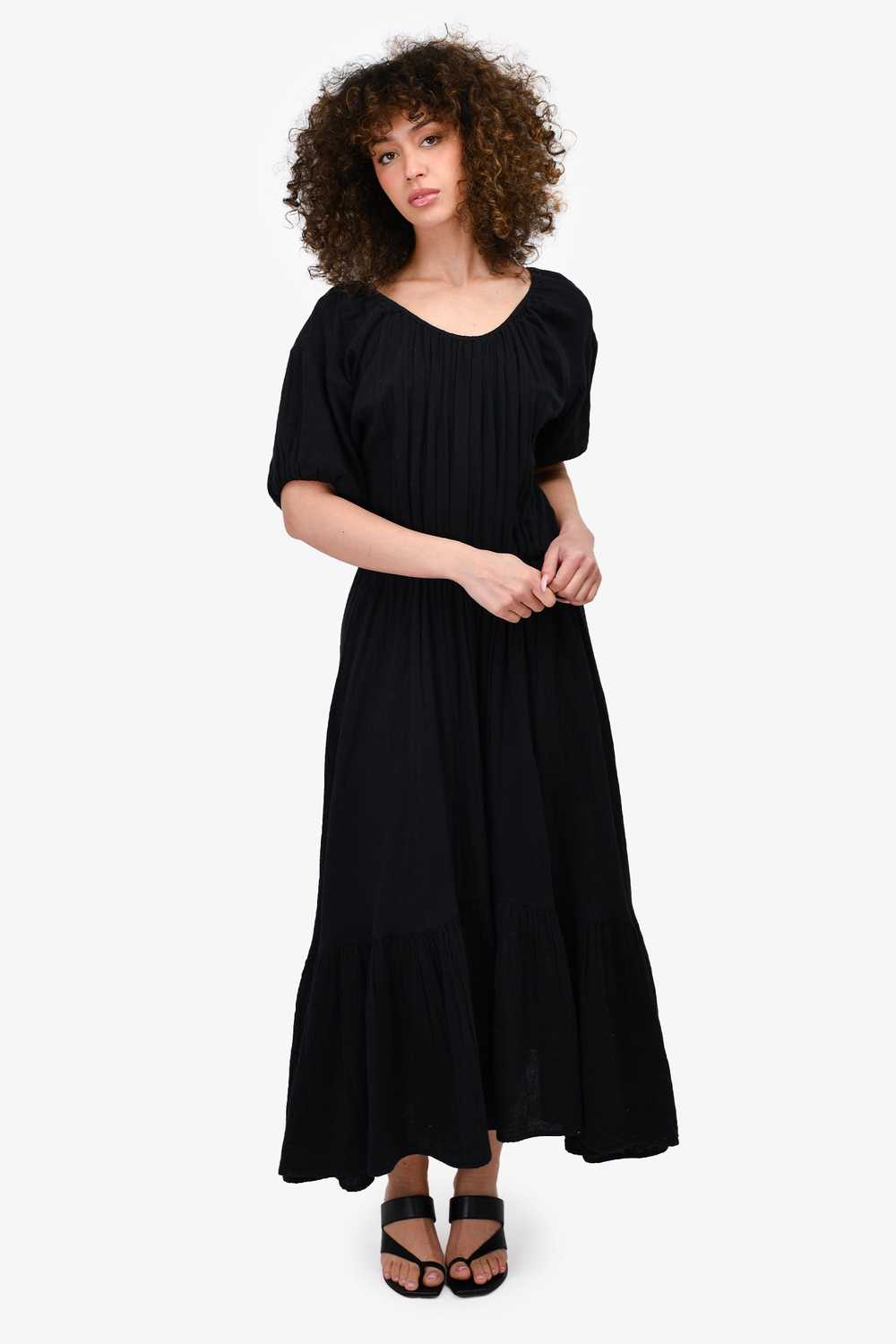Rhode Black Cotton Muslin 'Frida' Maxi Dress Size… - image 1