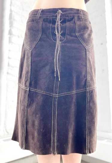 y2k chocolate suede lace up skirt