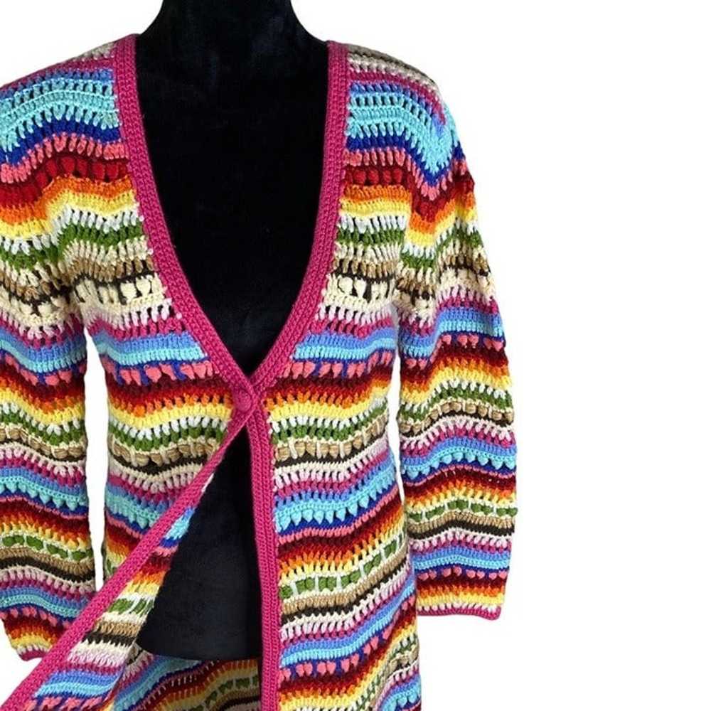 Vintage Y2K Boston proper crochet afghan Rainbow … - image 3