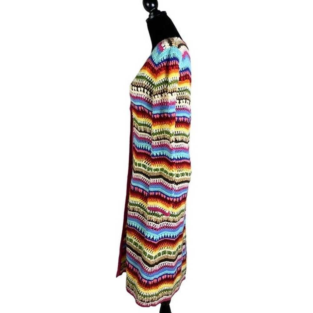 Vintage Y2K Boston proper crochet afghan Rainbow … - image 4