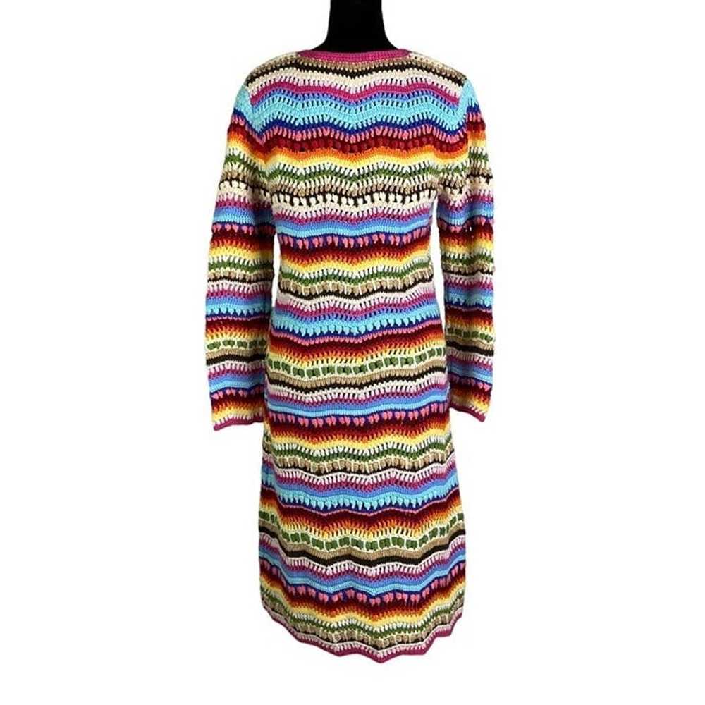 Vintage Y2K Boston proper crochet afghan Rainbow … - image 5